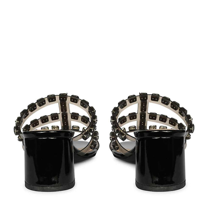 Saint Norma Stone Embellished Black Block Heels