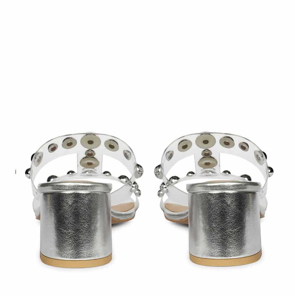 Saint Ottilie Stud Embellished Silver Block Heels