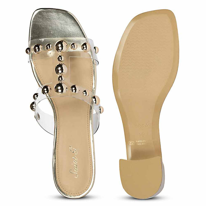 Saint Ottilie Stud Embellished Platin Block Heels