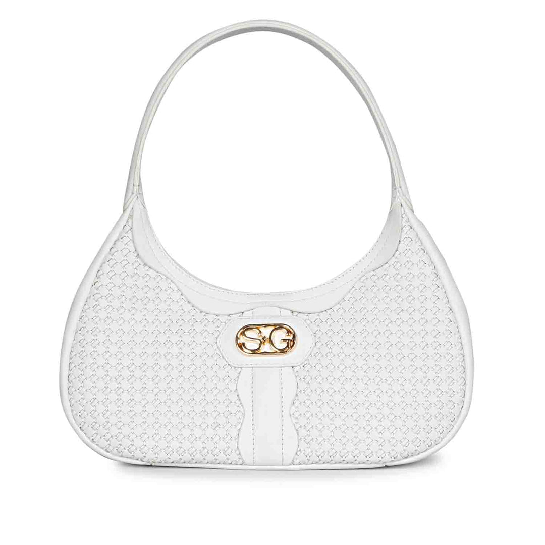 Tesorina White Hand Woven Leather Hobo Bags