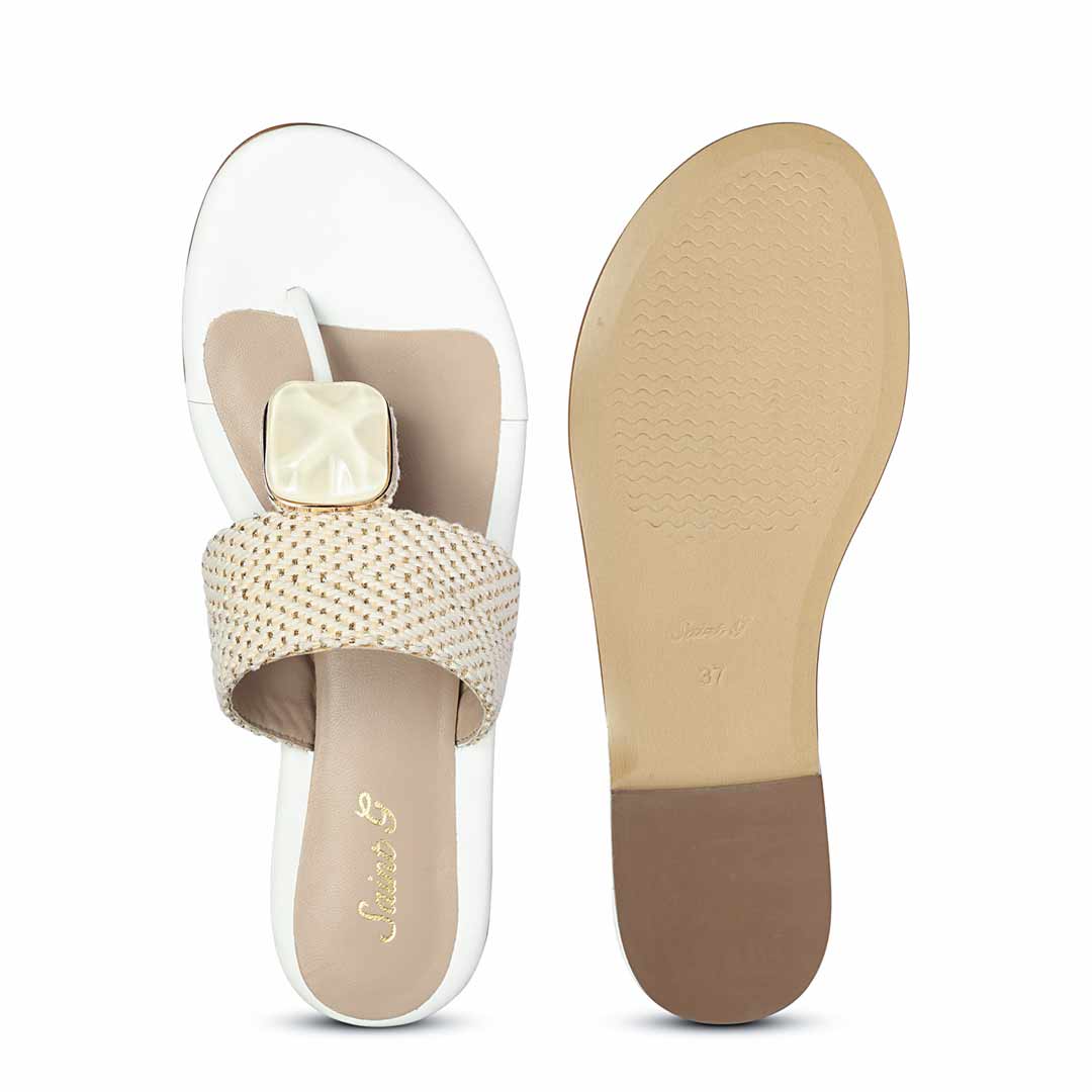 Buy Beau Stone White Sandals for Wedding