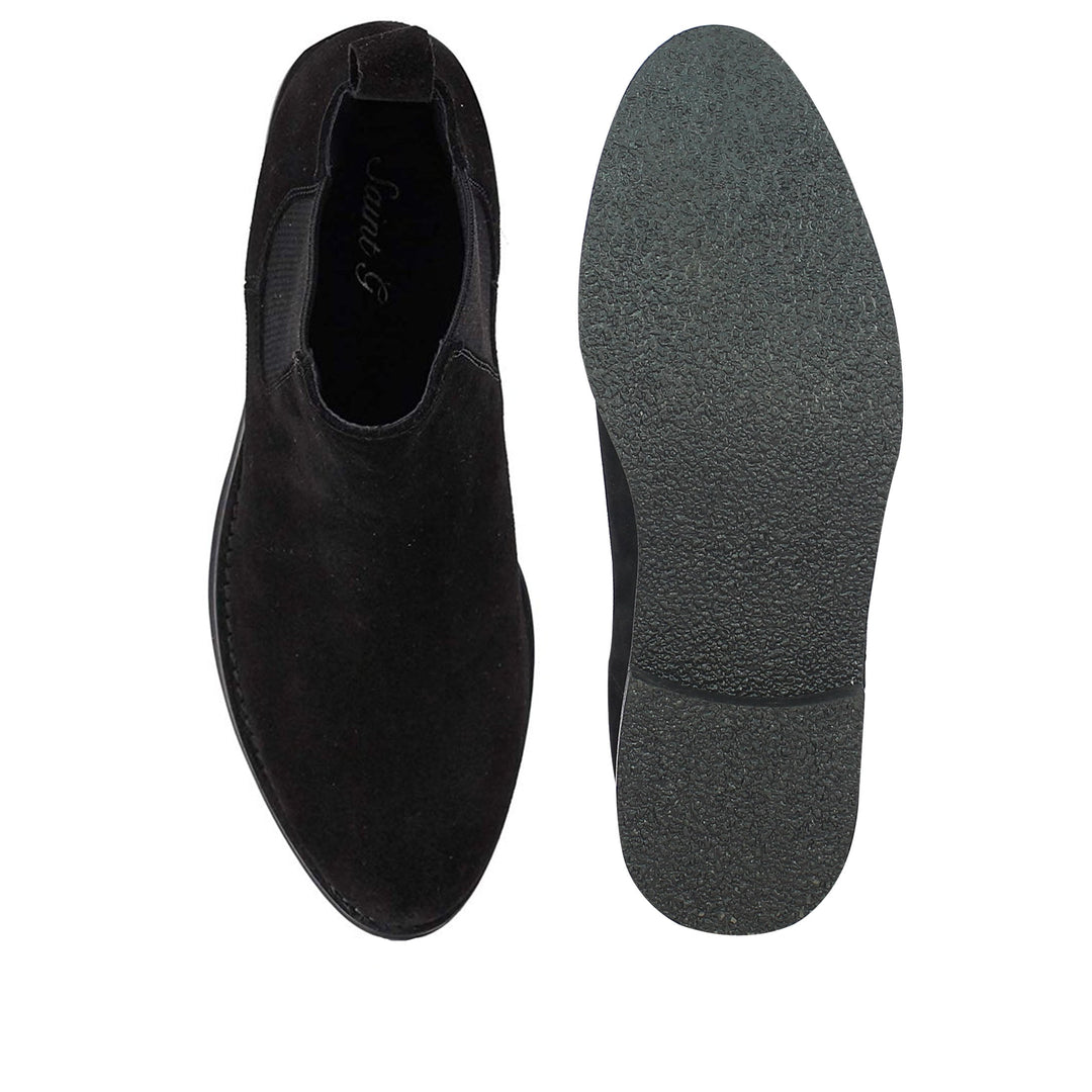 Saint Grimaldi Black Suede Leather Handcrafted Chelsea Boots