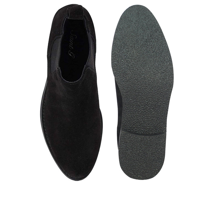 Saint Grimaldi Black Suede Leather Handcrafted Chelsea Boots