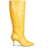 Saint Adella Croco Embossed Yellow Leather Long Boots