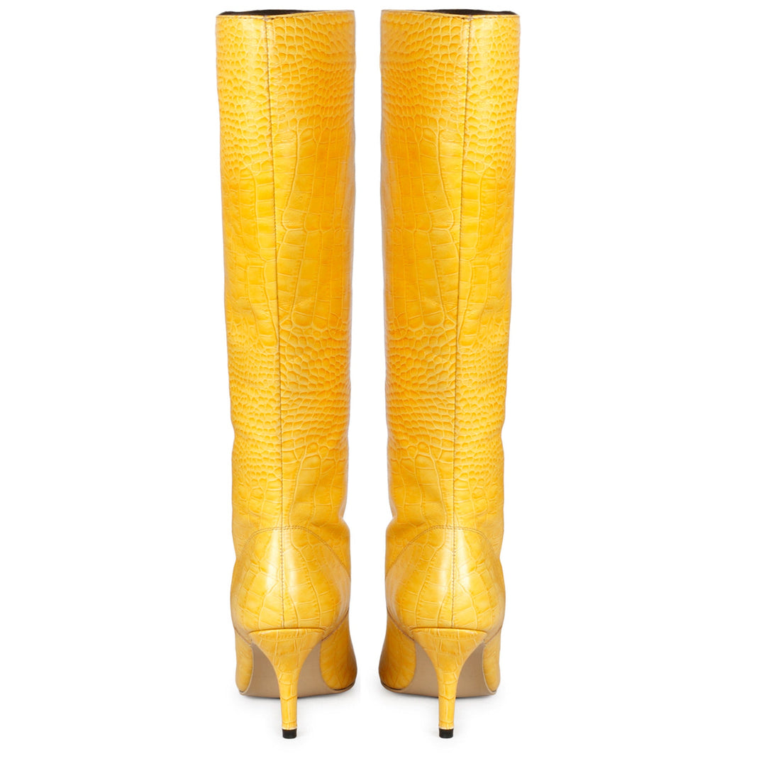 Saint Adella Croco Embossed Yellow Leather Long Boots