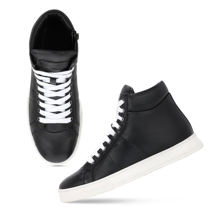 Saint Artemas Black Handcrafted Leather Sneakers