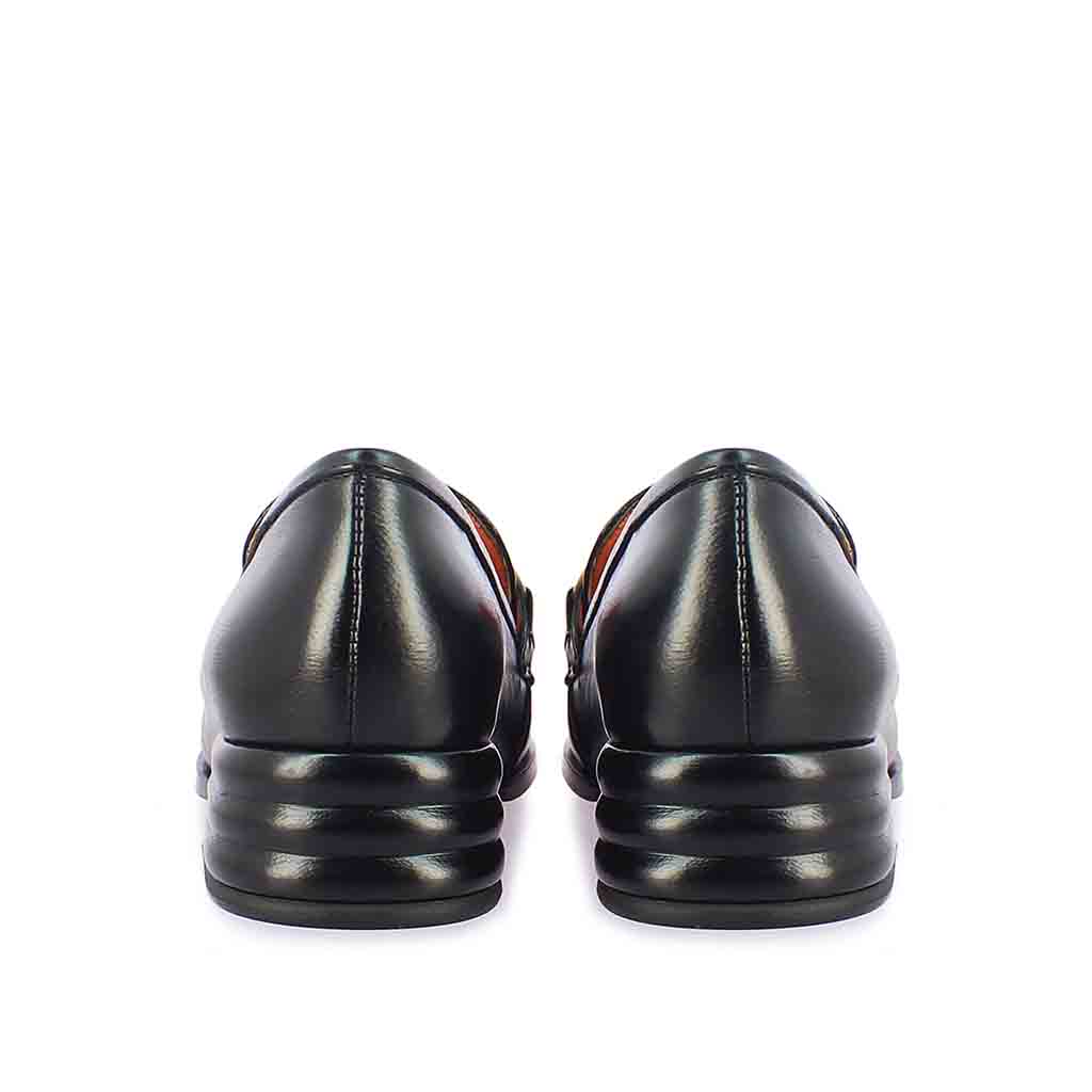 Saint Jenny Black Leather Handcrafted Moccasins