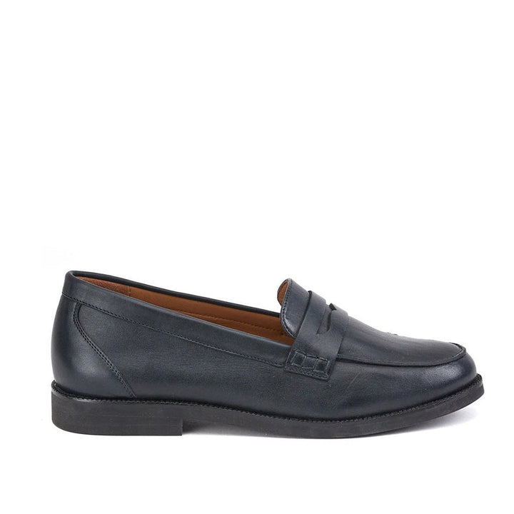 Saint Alena Dark Navy Leather Moccasins - SaintG India