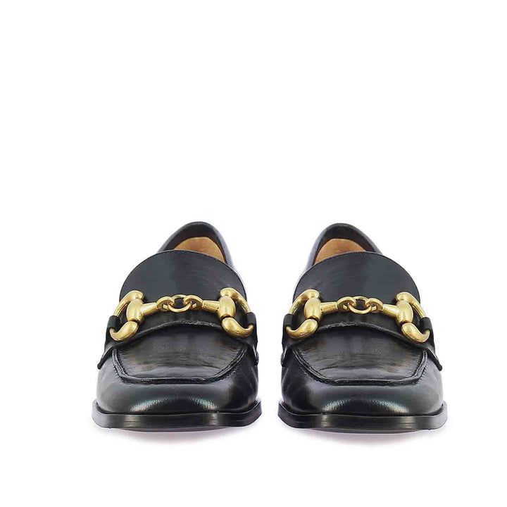 Saint Jenny Black Leather Handcrafted Moccasins