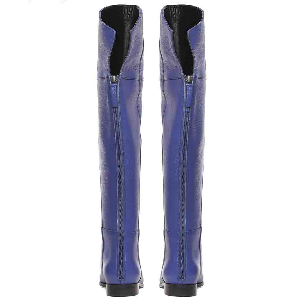 Saint Grace Blue Leather Thigh High Boots