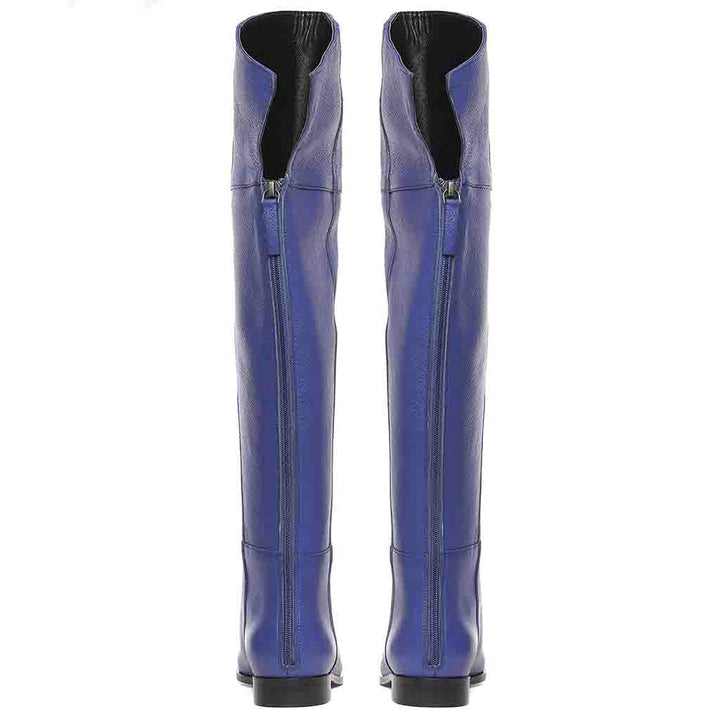 Saint Grace Blue Leather Thigh High Boots