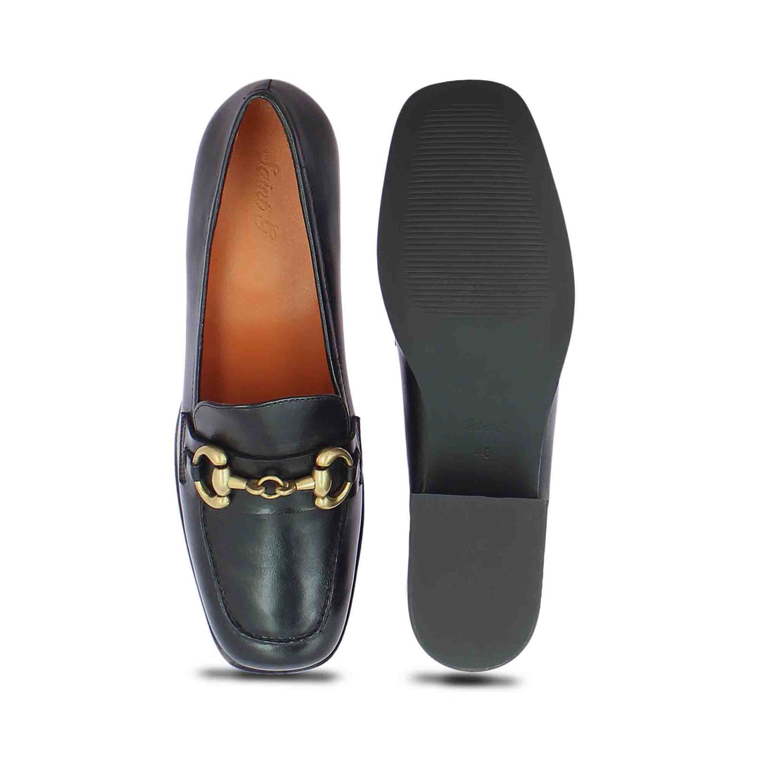 Saint Jenny Black Leather Handcrafted Moccasins