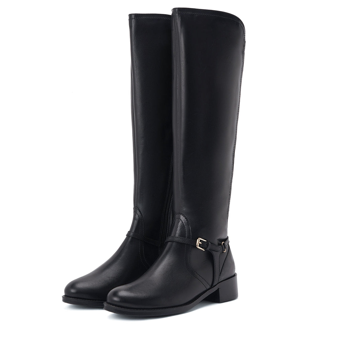 Saint Drusilla Black Leather Knee High Boots - SaintG