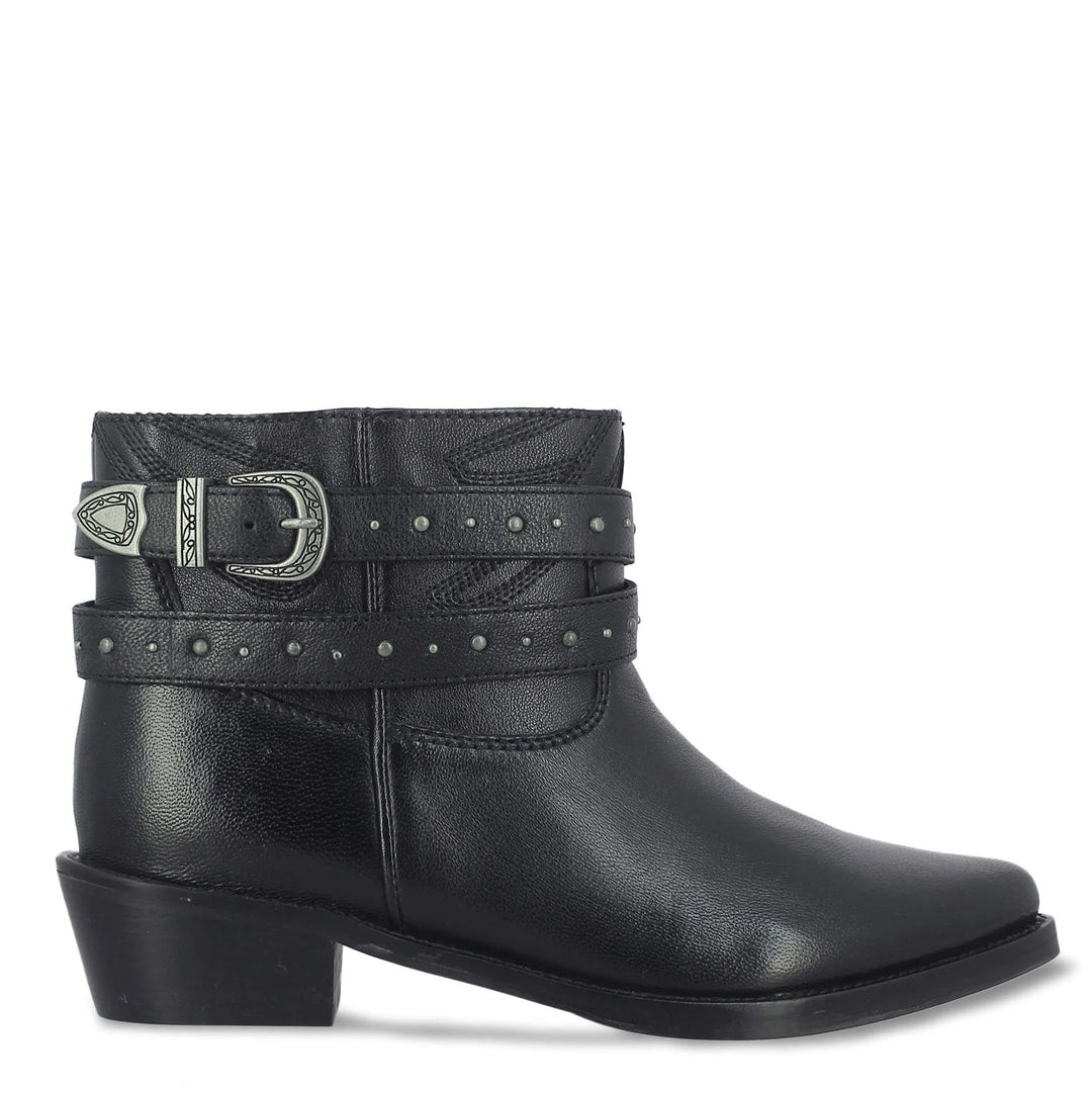 Saint Adrienne Embellished Strap Leather Ankle Boot