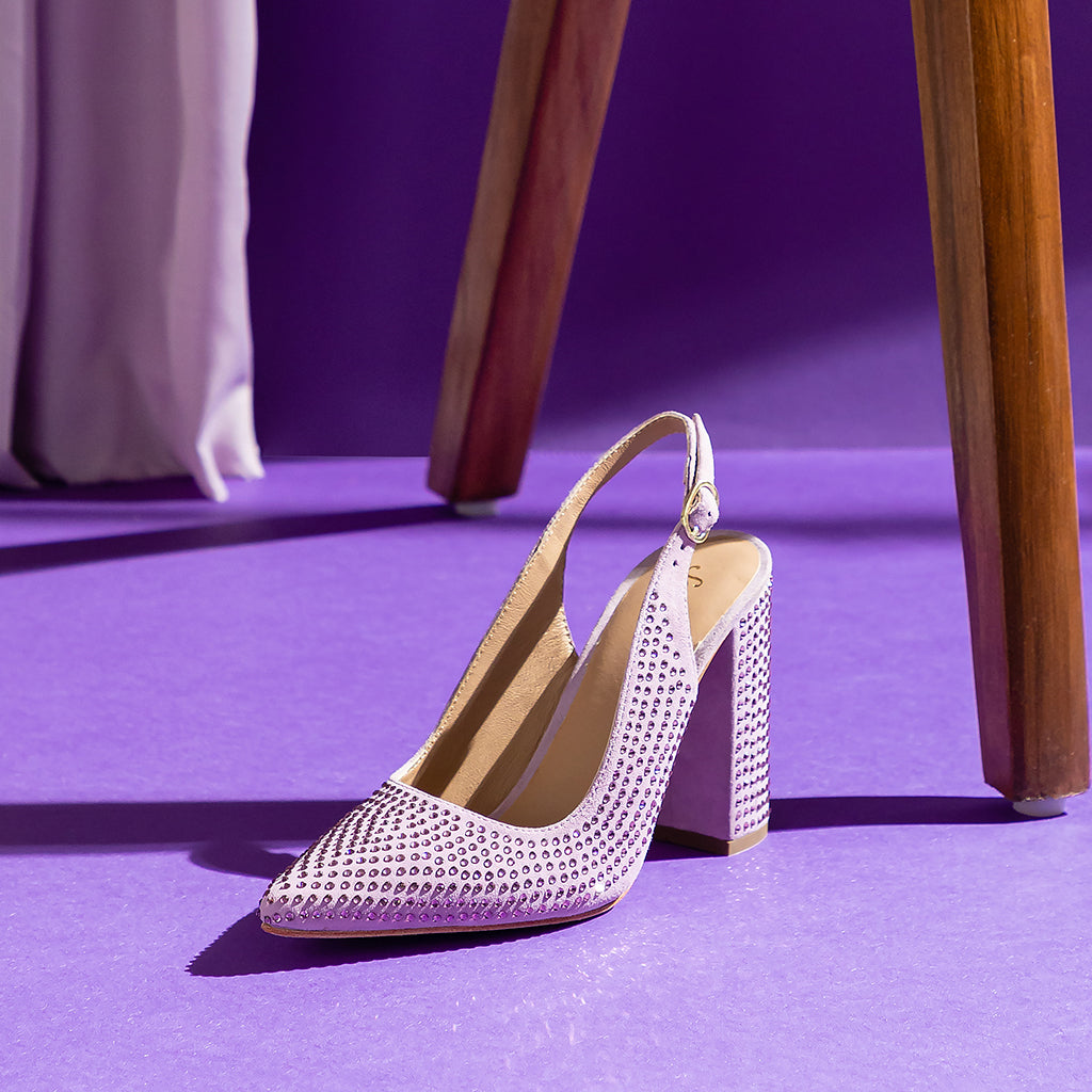 New Look wide fit patent block heel pumps in lilac | ASOS