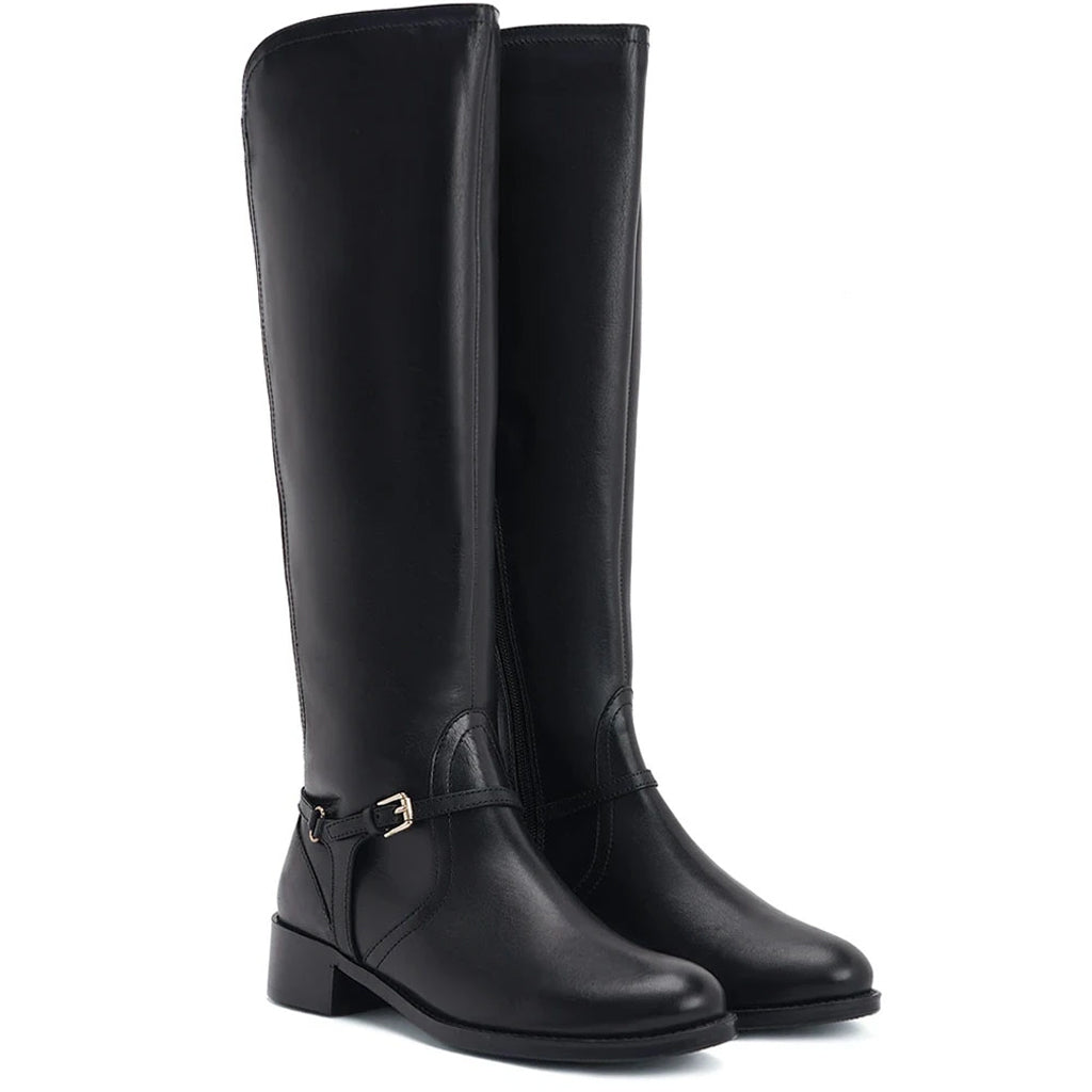 Saint Drusilla Black Leather Knee High Boots 37 / Black Saint Drusilla Black Leather Knee High Boots 37 / Black