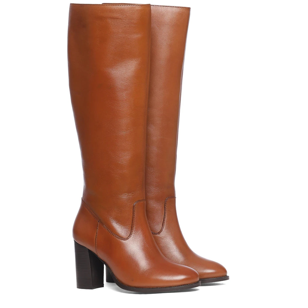 Saint Gillian Tan Leather Knee High Long Boots