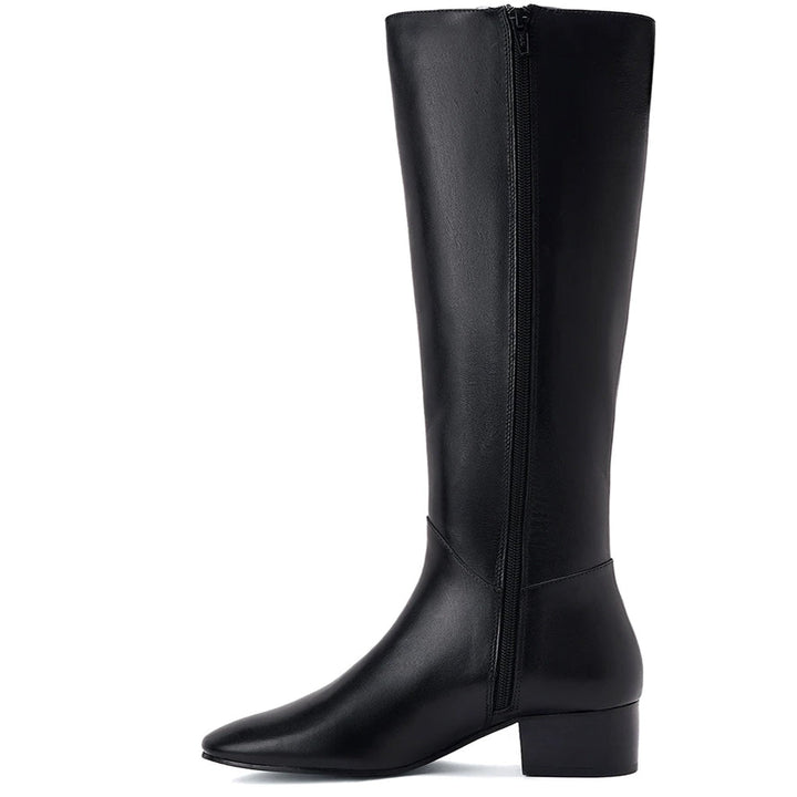 Saint Ivanna Black Leather Knee High Boots - SaintG US