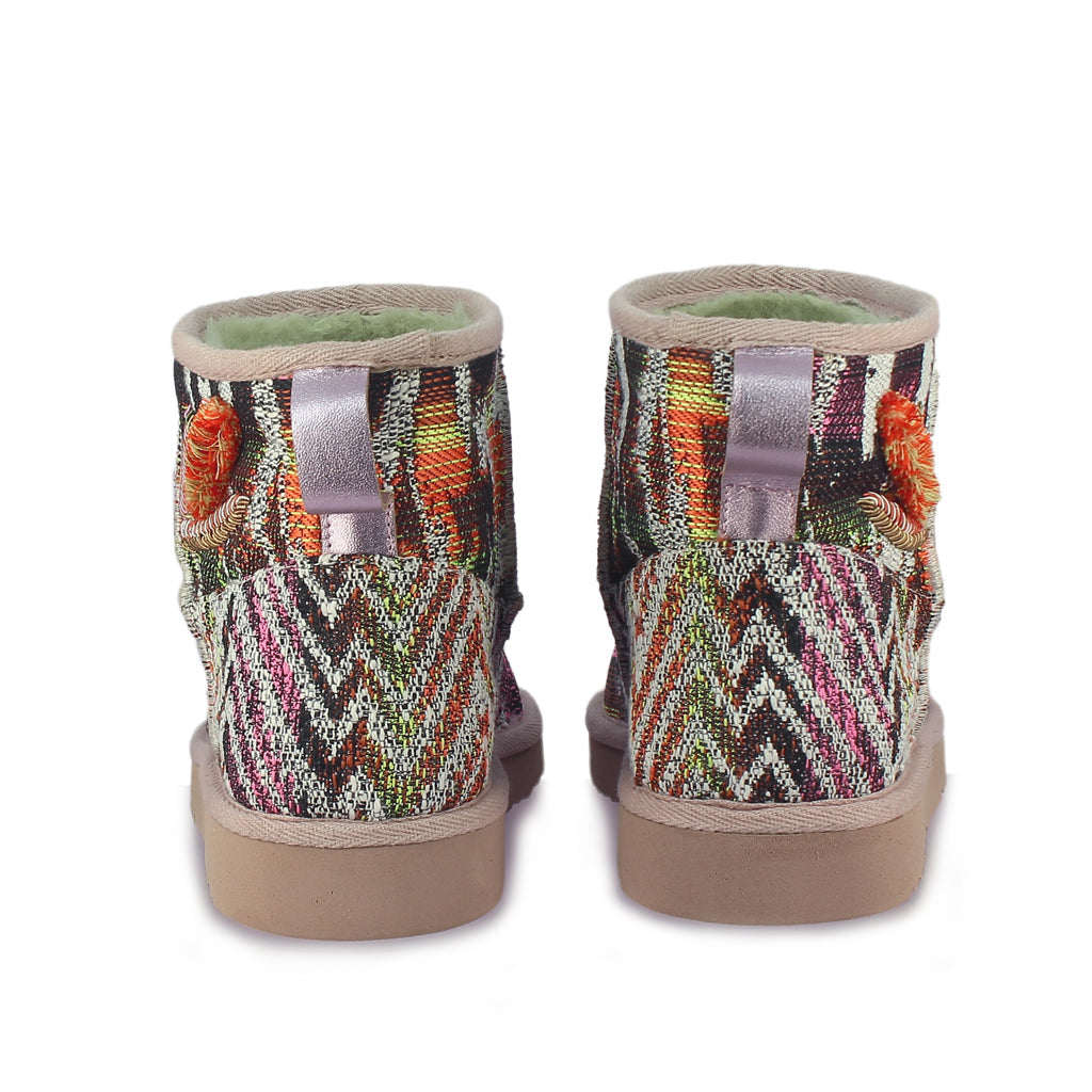 Felice Embroidered Italian Fabric Snug Boots