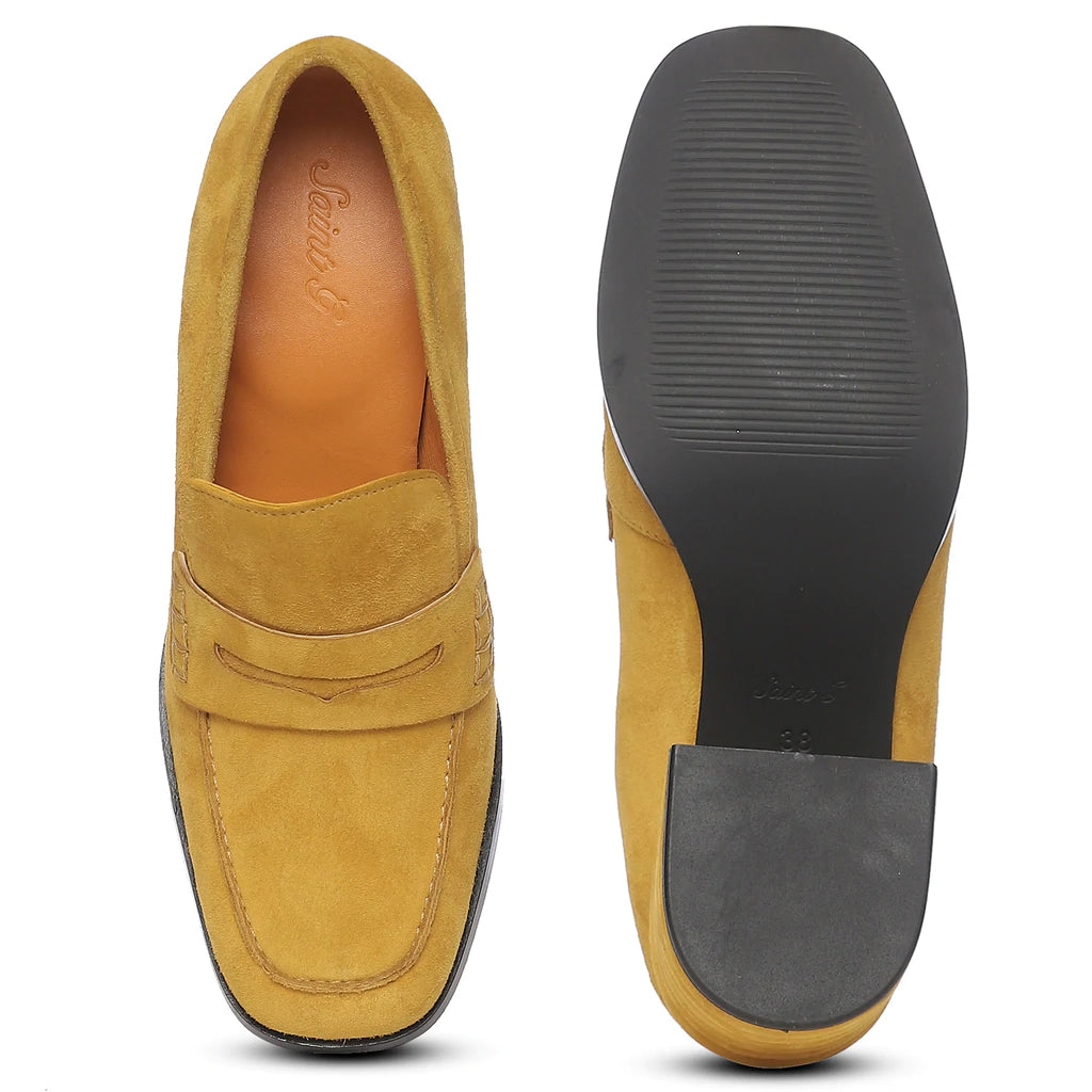 Amelia Mustard Suede Leather Handcrafted Shoes