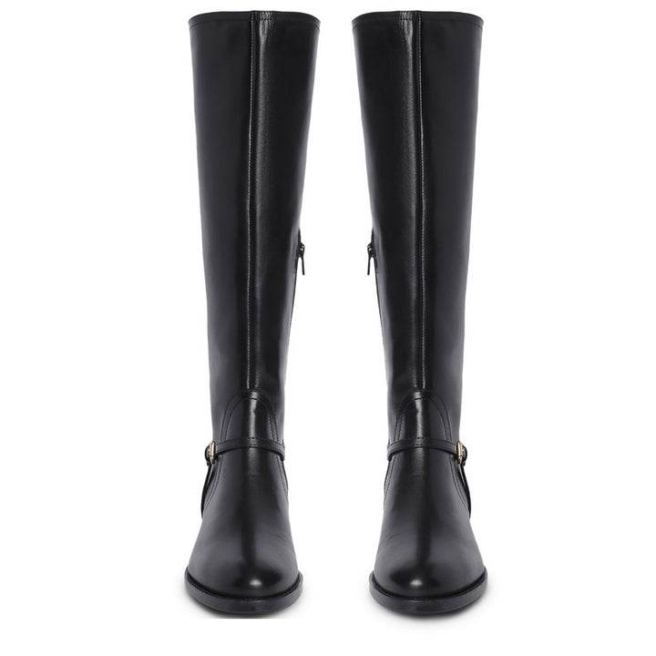 Saint Drusilla Black Leather Knee High Boots - SaintG