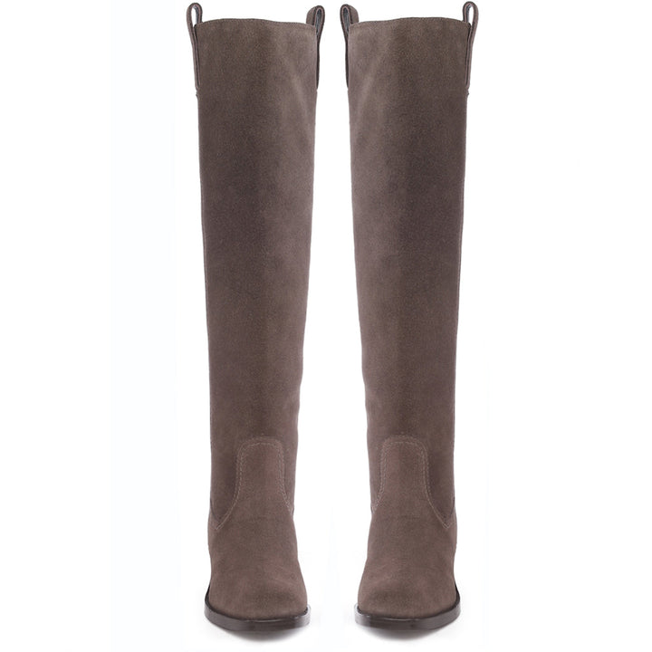 Saint Amabel Brown Suede Leather Pull On Knee High  Boots