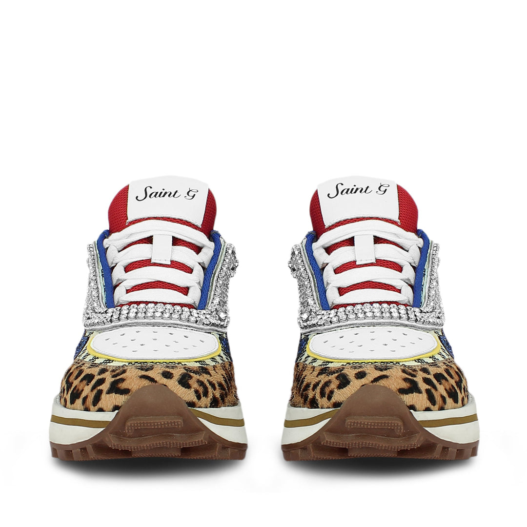 Saint Fiorella Multi Color Leopard Print Leather Sneakers