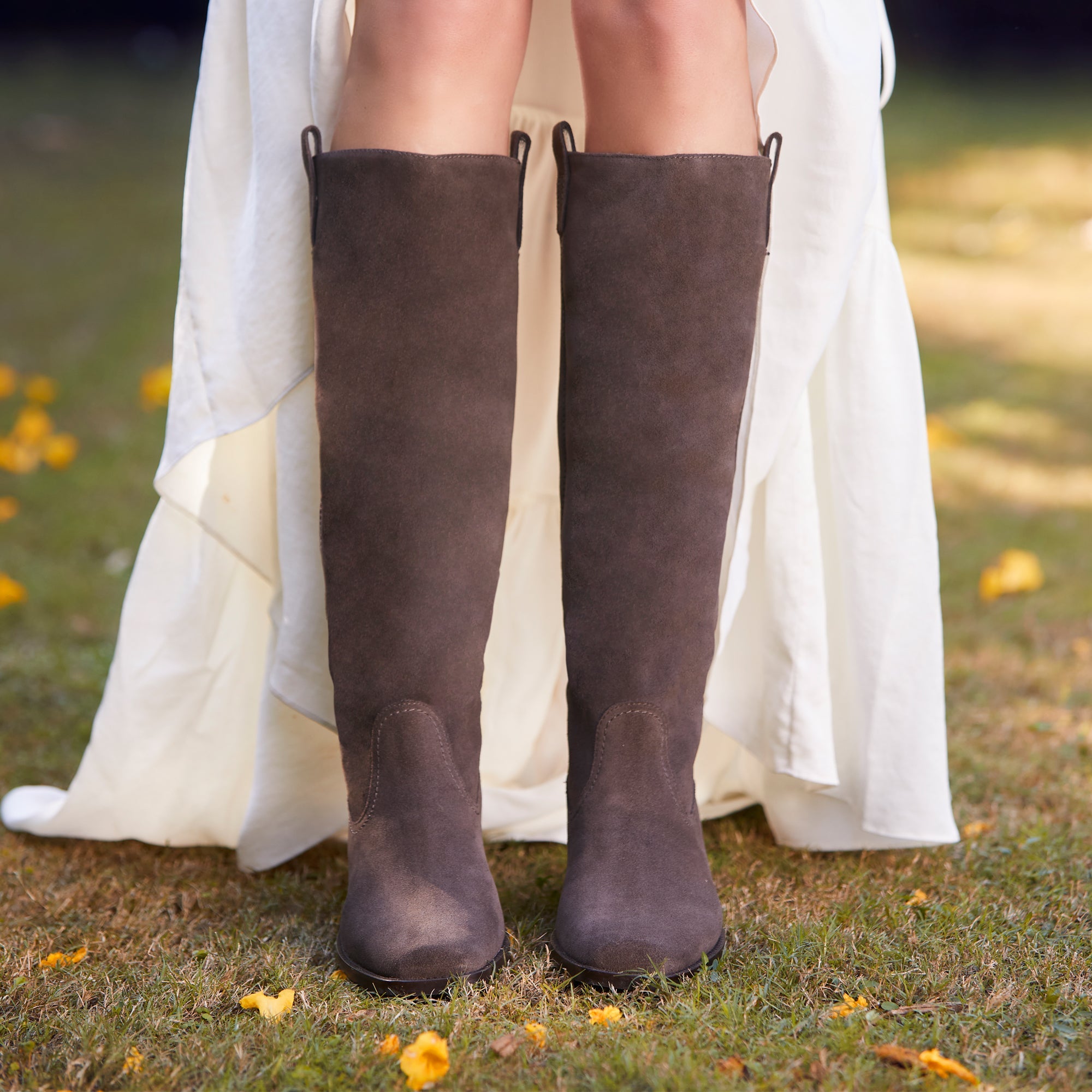 Saint Amabel Brown Suede Leather Pull On Knee High Boots SaintG USA