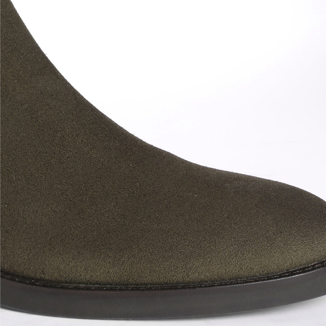 Saint Isa Olive Suede Leather Ankle Boots