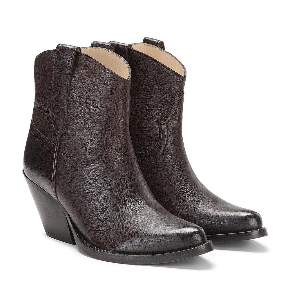 Giulia Brown Leather Handcrafted Ankle Boots