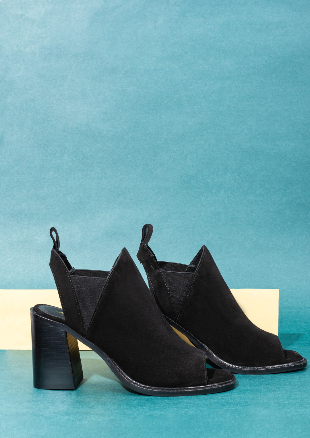 Inez Black Suede Leather Block Heel Mules