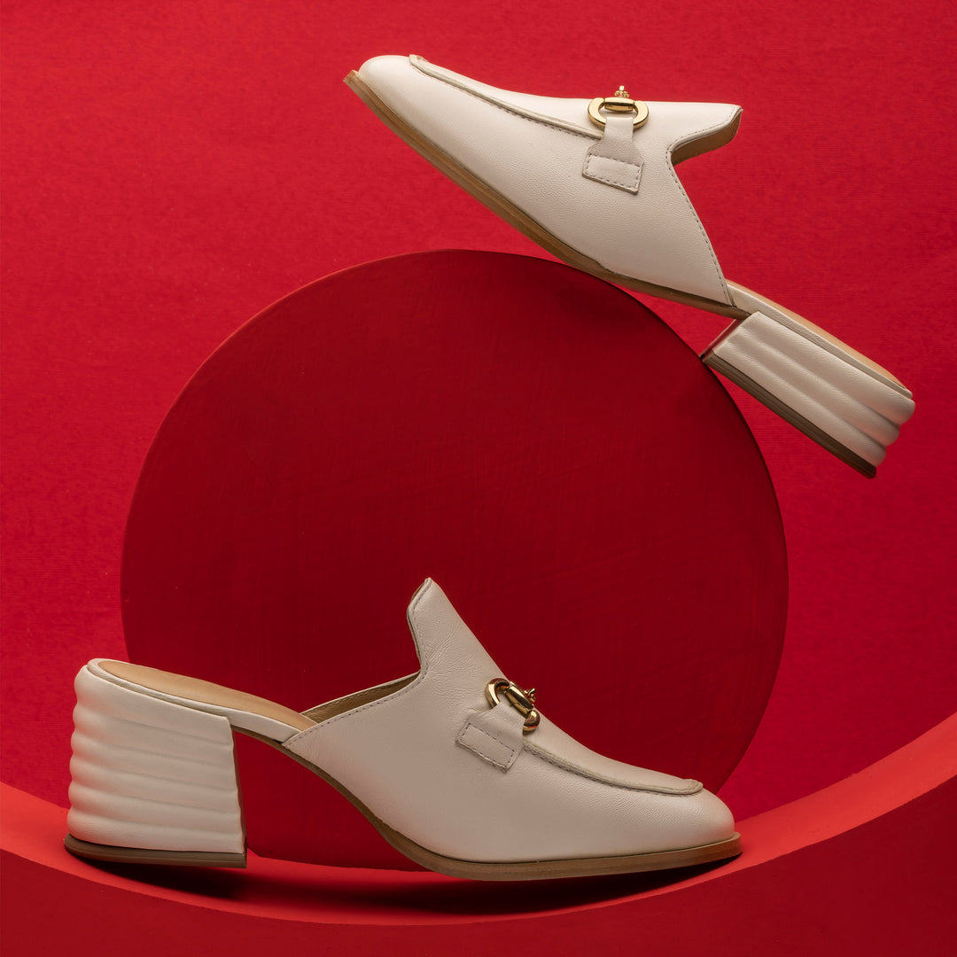 Salvie Off White Leather Mule