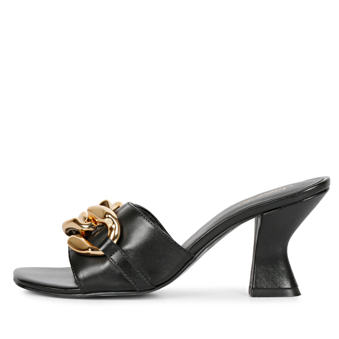 Melissa Black Gold Metallic Chain Heeled