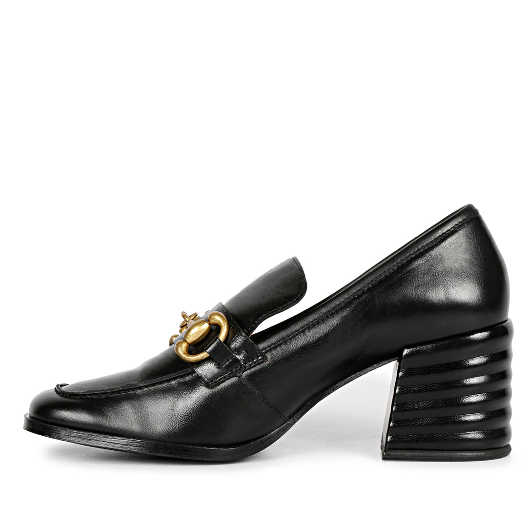 Valentina Black Leather Handcrafted Shoes