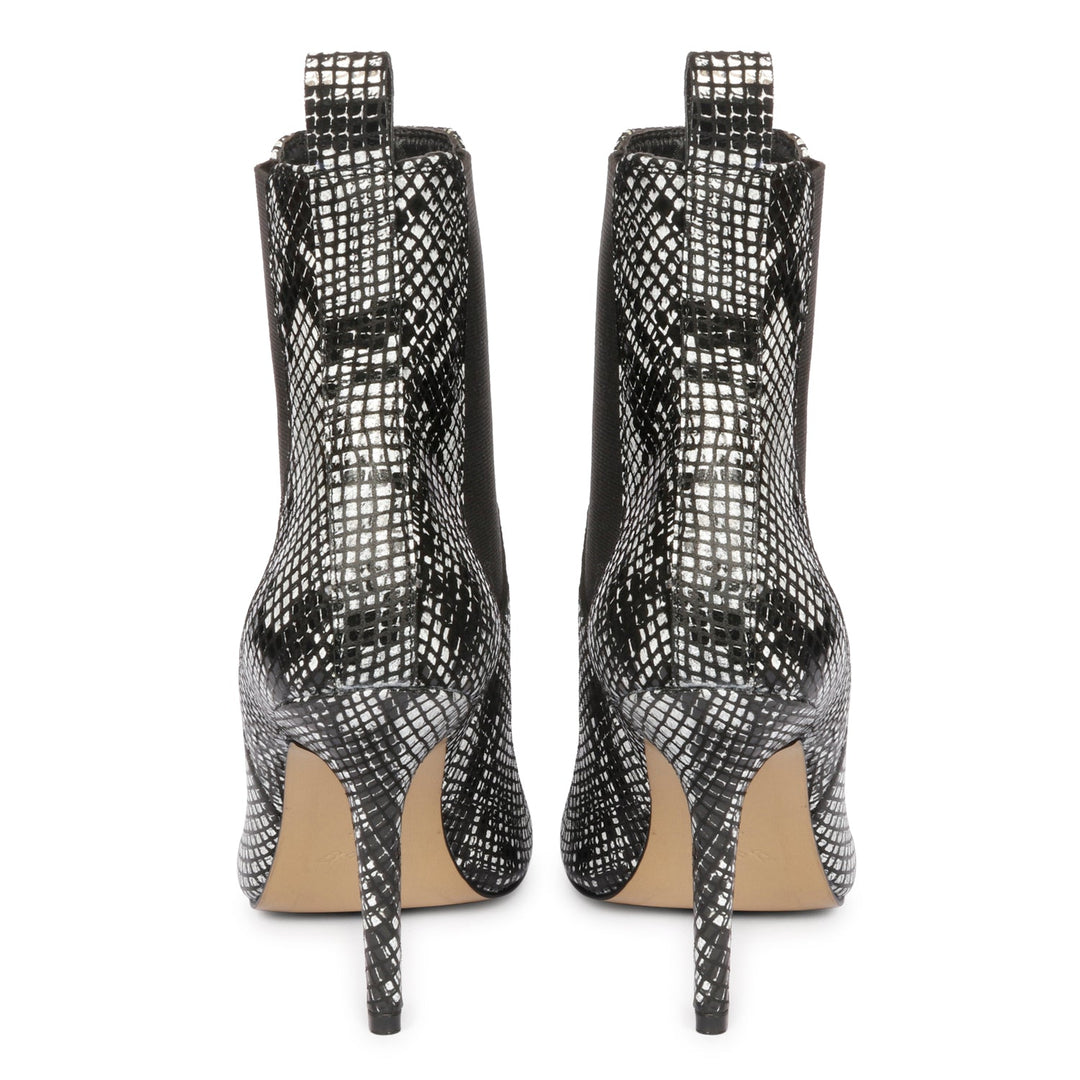 Saint Willow Grey Leather Snake Print Ankle Boot