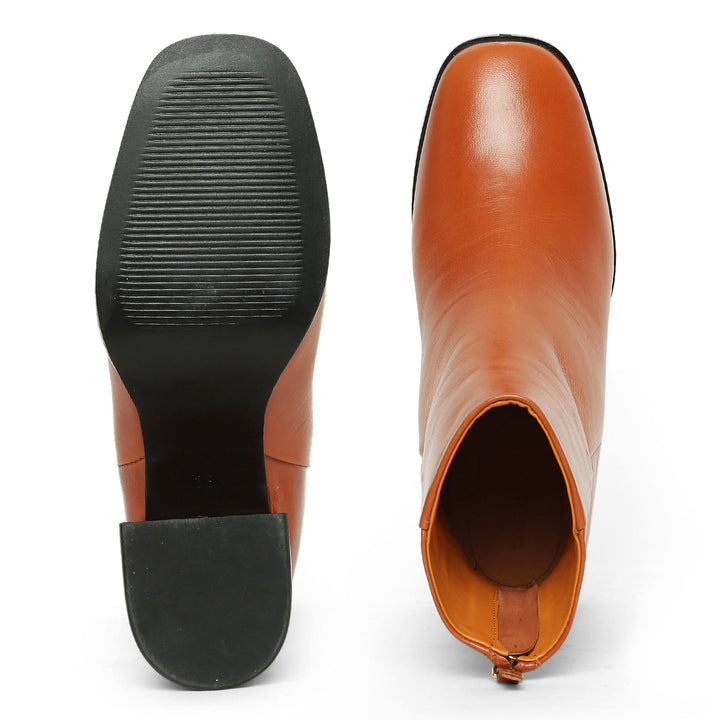 Saint Joanna Rust Leather Back Zipper High Ankle Boots