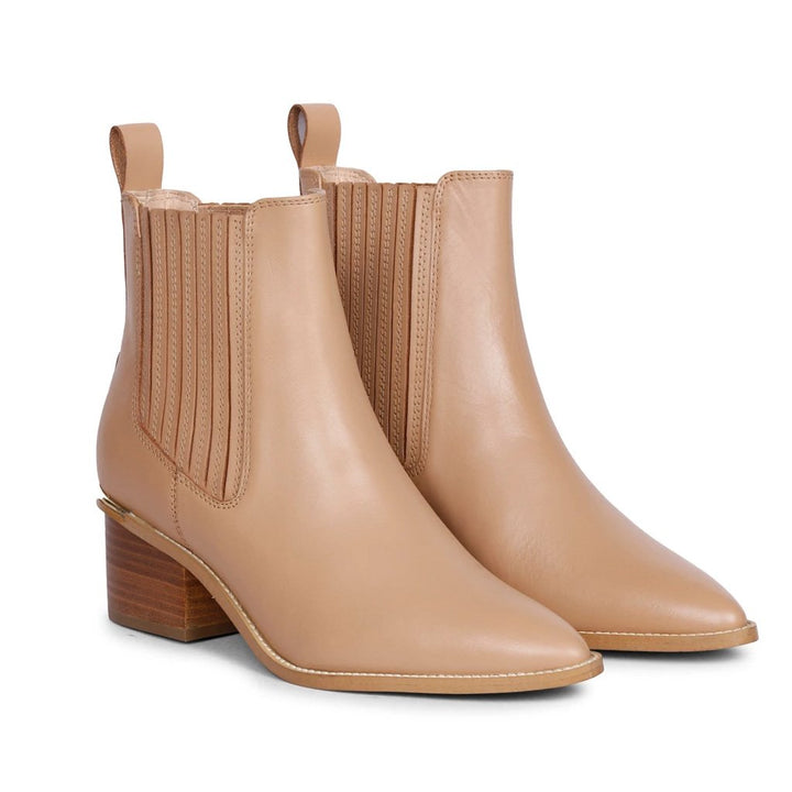 Ilaria Nude Leather Handcrafted Ankle Boots
