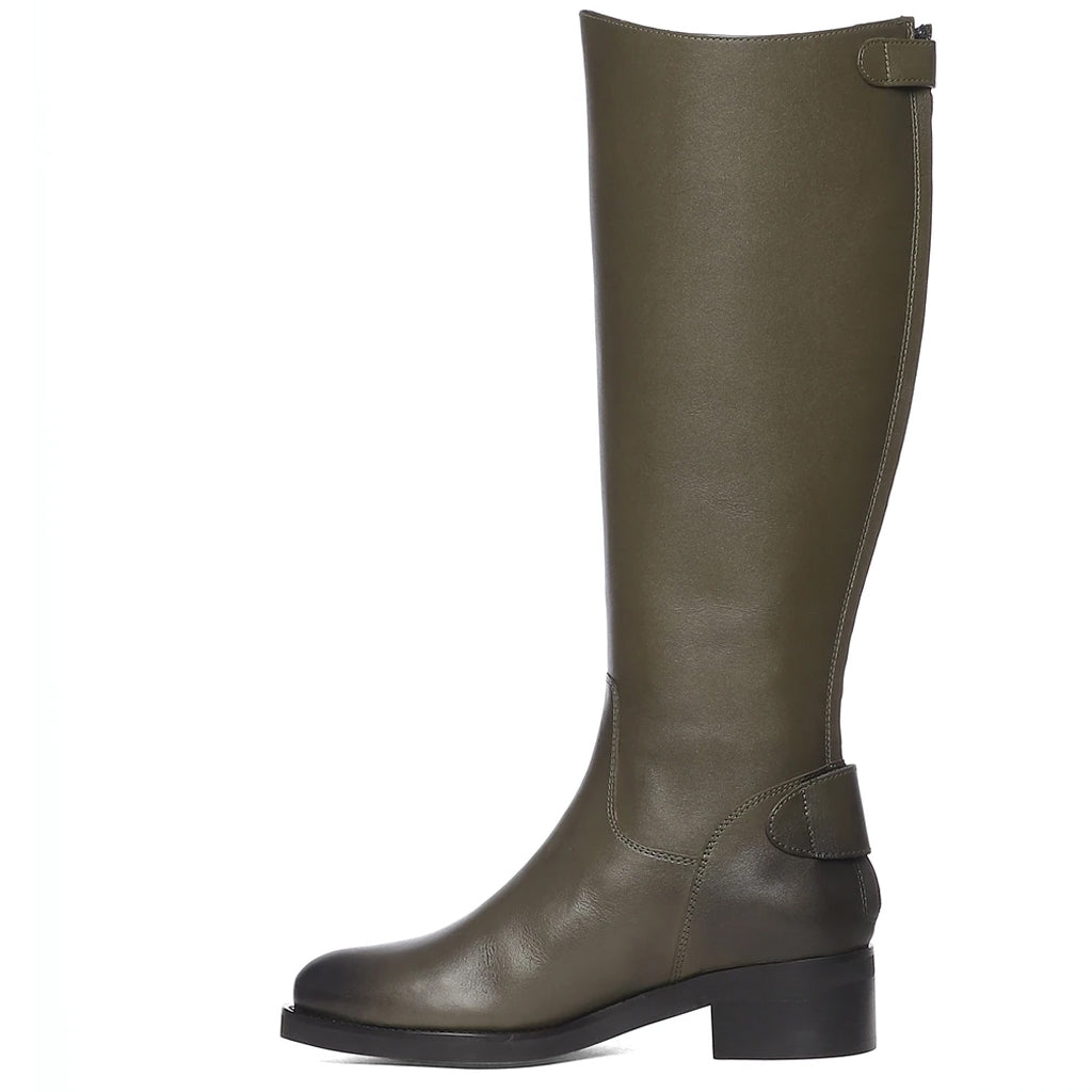 Saint Chloe Olive Leather Knee High Boots - SaintG US