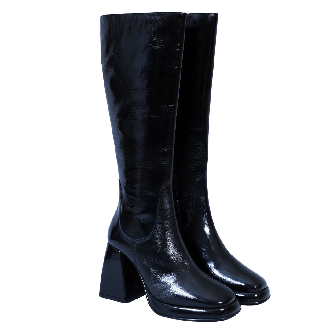 Saint Zlaretta Black Leather Knee High Boots