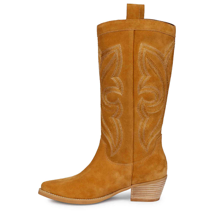 Martina Tan Stitched Leather Handcrafted Cowboy Boots