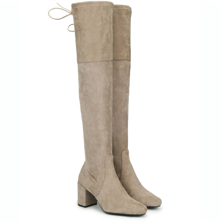 Saint Luisa Taupe Stretch Suede Above The Knee thigh high Boots