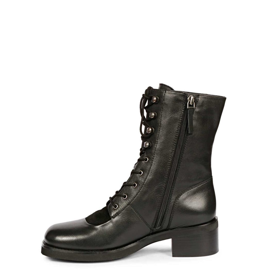 Saint Kayla Black Leather Lace Up High Ankle Boots