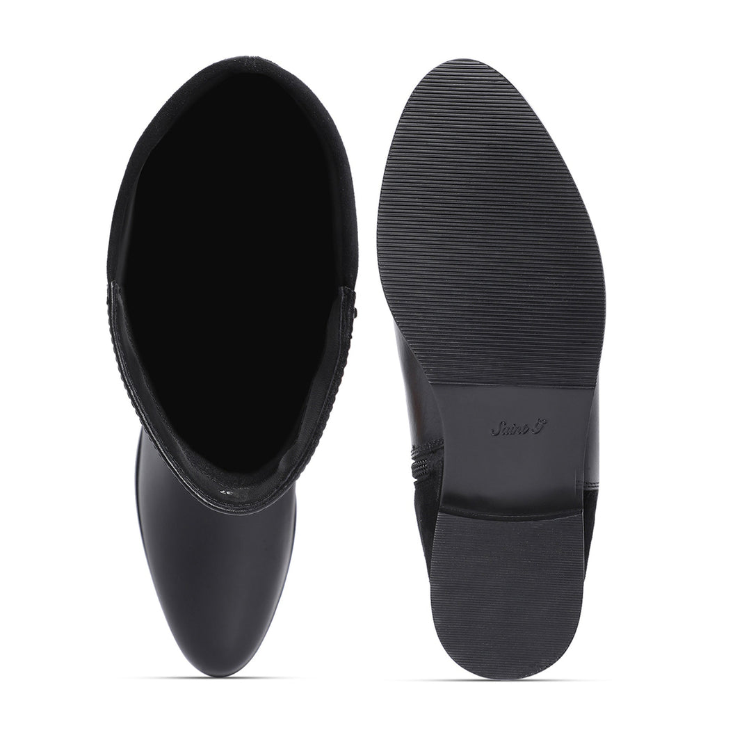 Saint Serafina Black Leather Knee High Boots - SaintG US