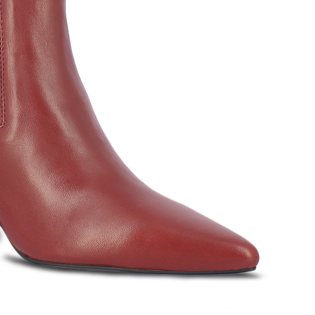 Elliana Rust Leather Block Heel Boots