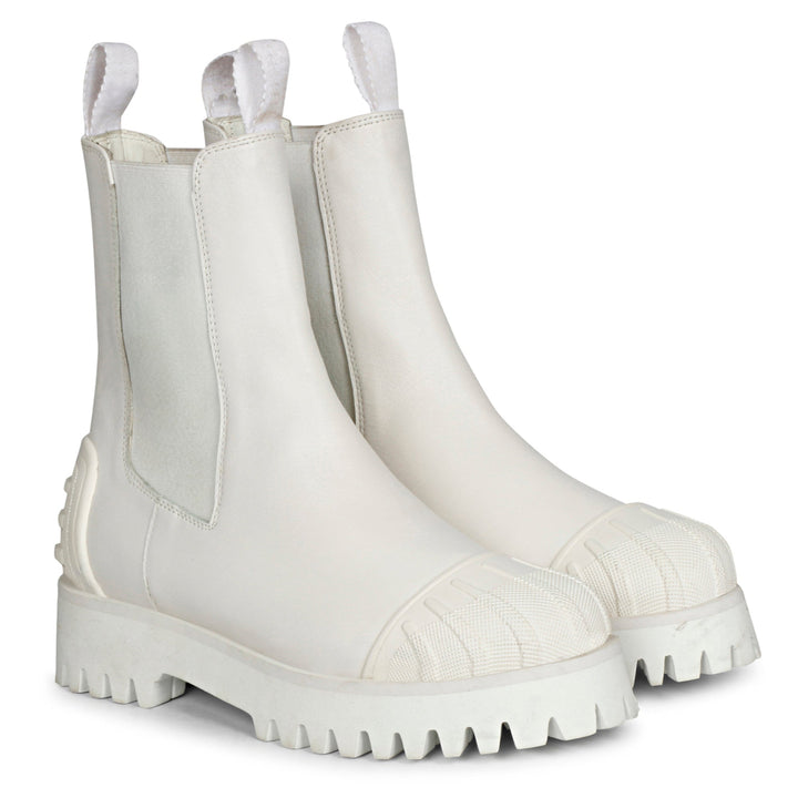 Saint Isla White Leather High Ankle Boots