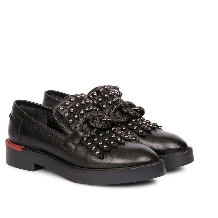 Kim Black Leather Handcrafted Shoes