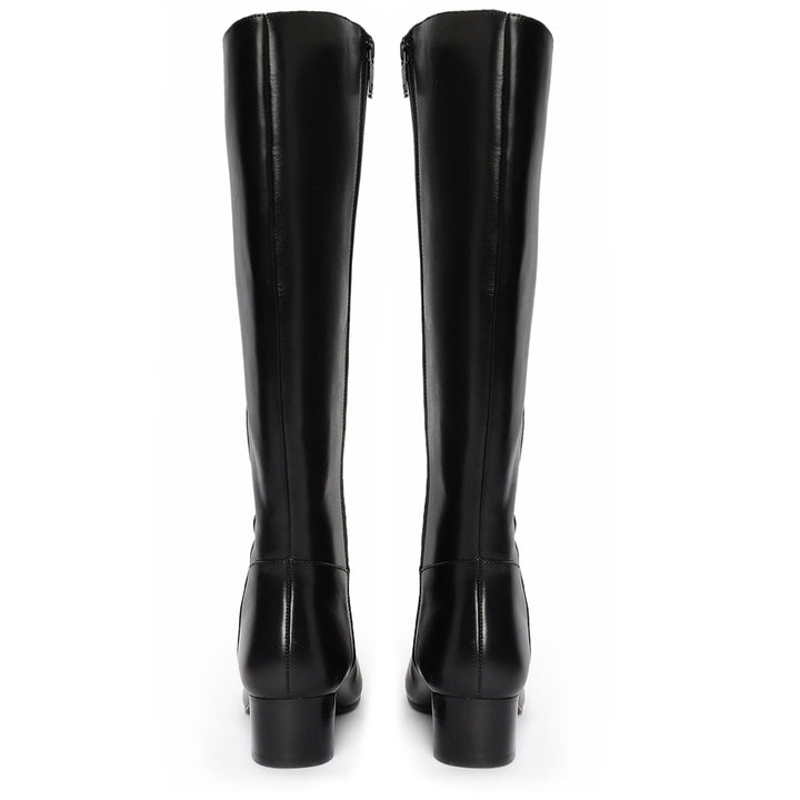 Saint Ivanna Black Leather Knee High Boots - SaintG US