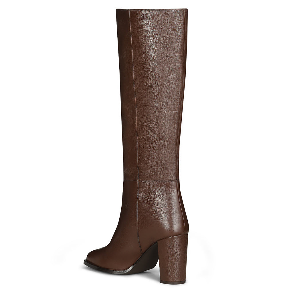 Saint Lia Brown Leather Knee High Slouch Boots - SaintG US