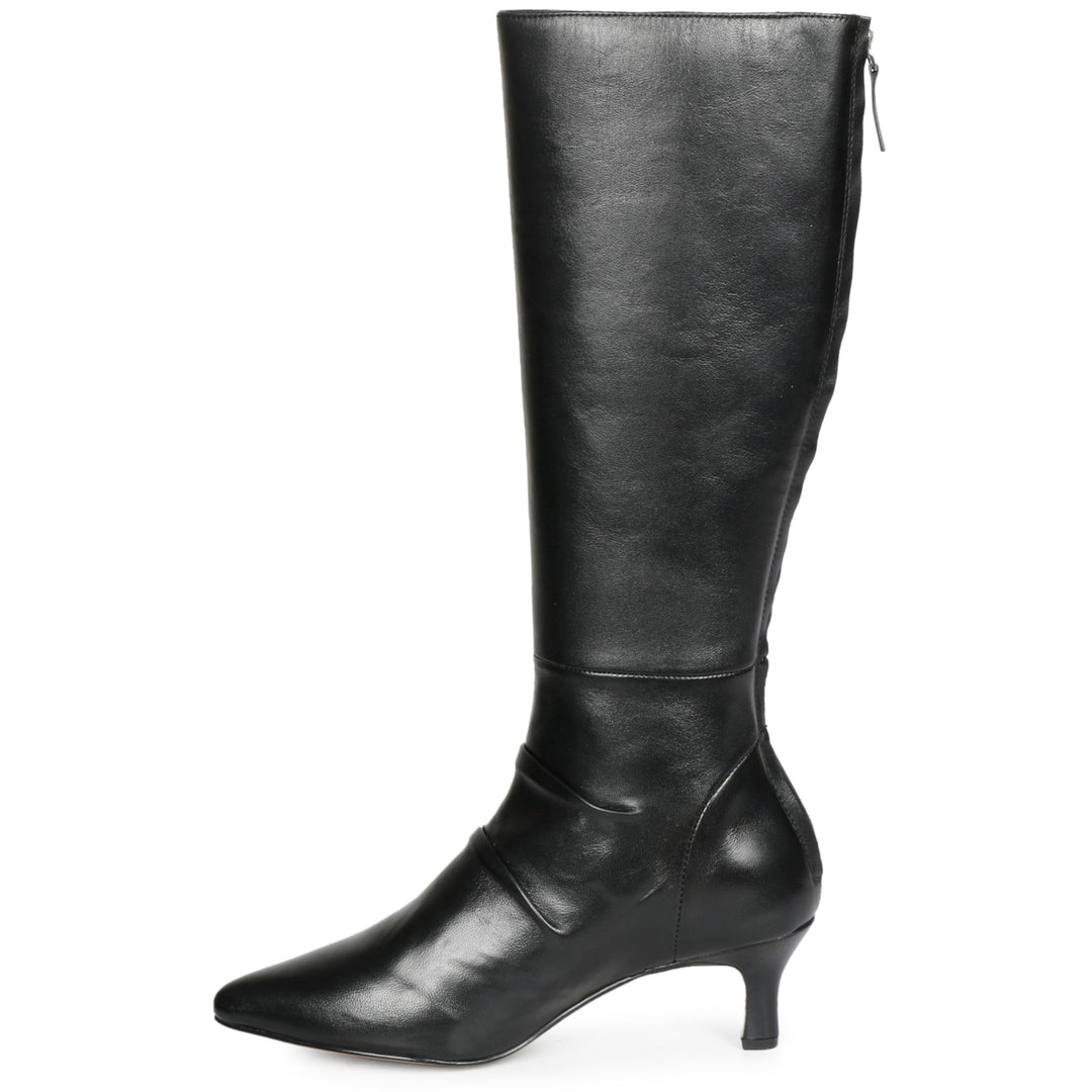 Saint Nadine Black Leather Slouchy Kitten Heel Long Boots