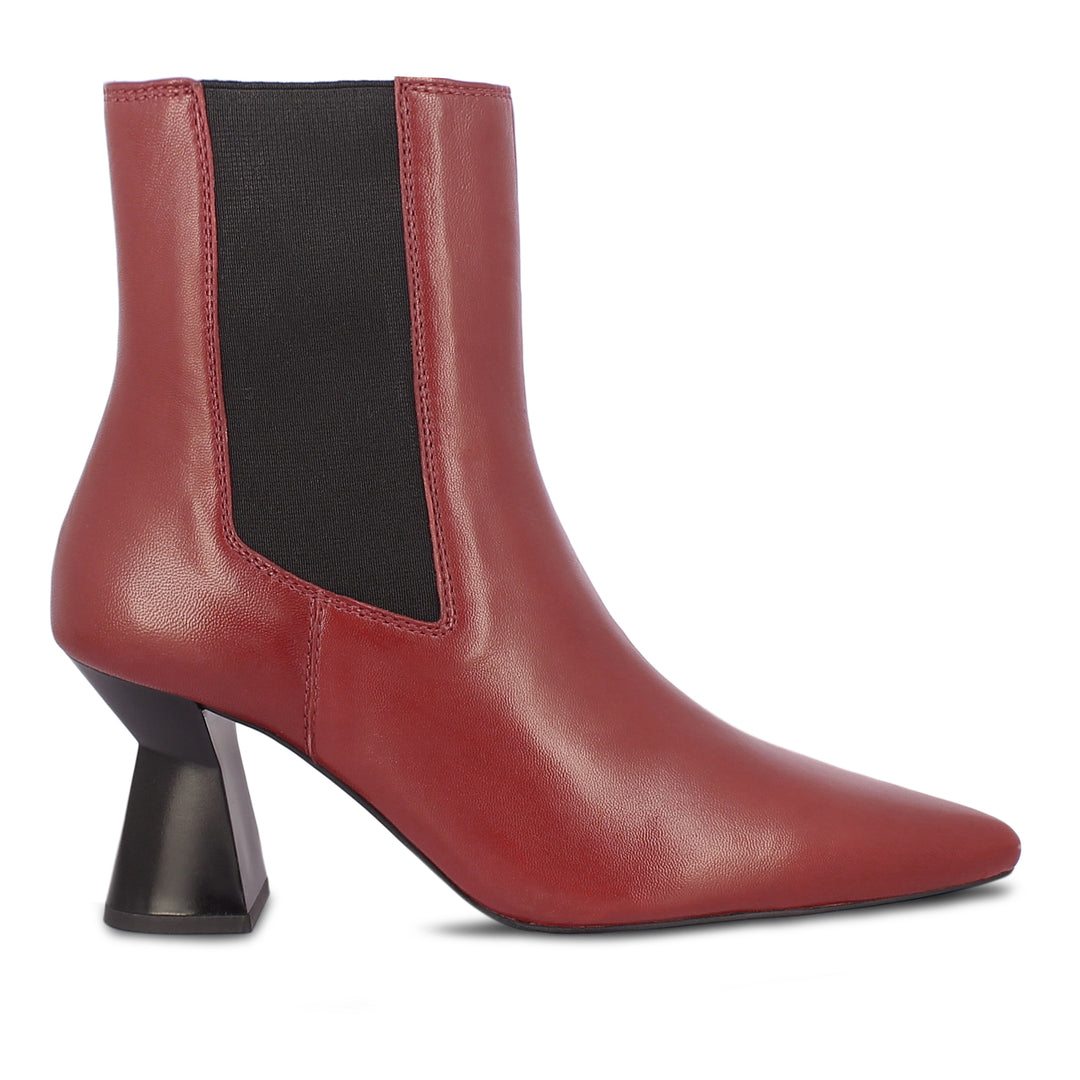 Elliana Rust Leather Block Heel Boots